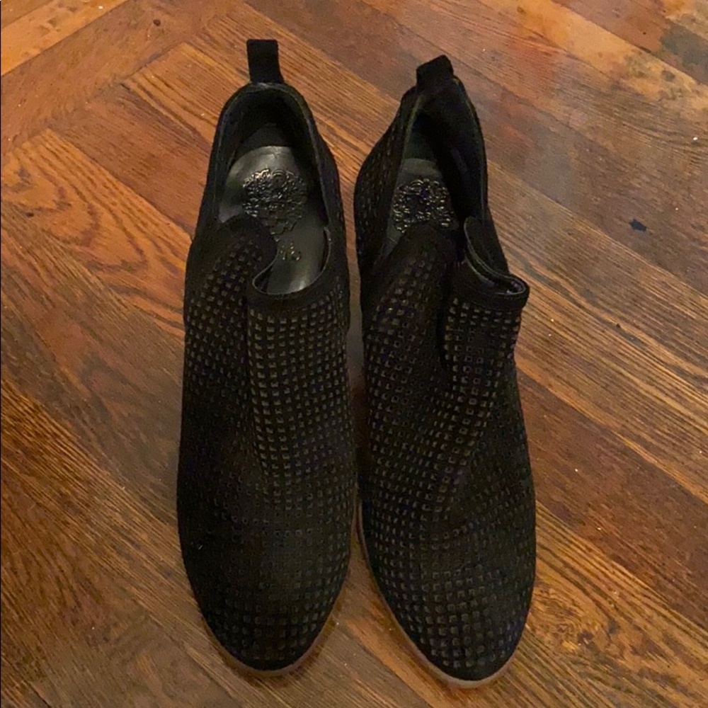 Suede booties by Vince Camuto.